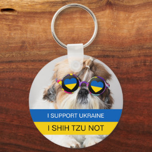 I support Ukraine I Shih Tzu Not Heart flag Keychain