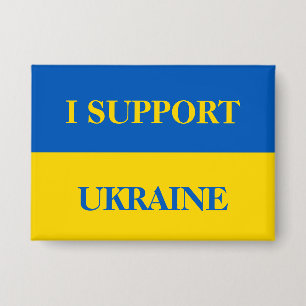 I support Ukraine. Ukrainian flag. Button