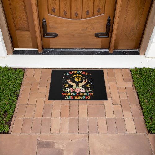 I support womens rights and wrongs vintage doormat