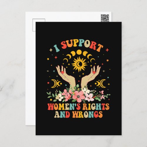 I support womens rights and wrongs vintage holiday postcard