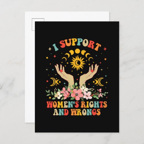 I support womens rights and wrongs vintage invitation postcard