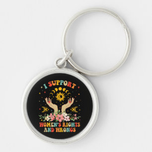 I support women's rights and wrongs vintage keychain