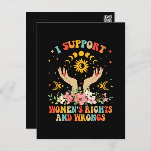 I support womens rights and wrongs vintage postcard