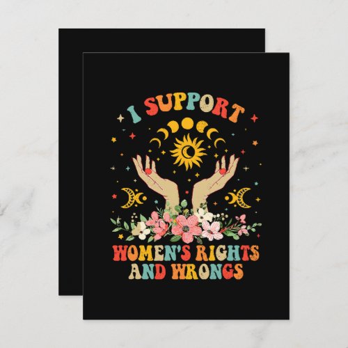 I support womens rights and wrongs vintage RSVP card