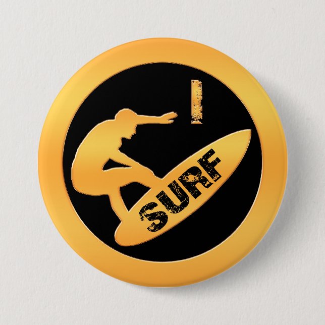 I Surf Pinback Button (Front)