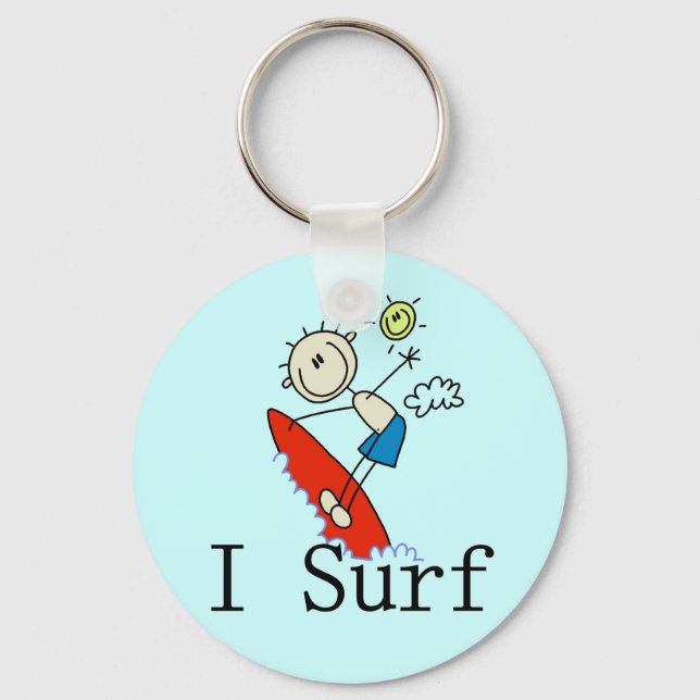 I Surf T-shirts and Gifts Keychain (Front)
