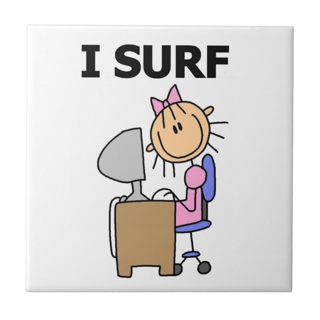I Surf the Web Ceramic Tile (Front)