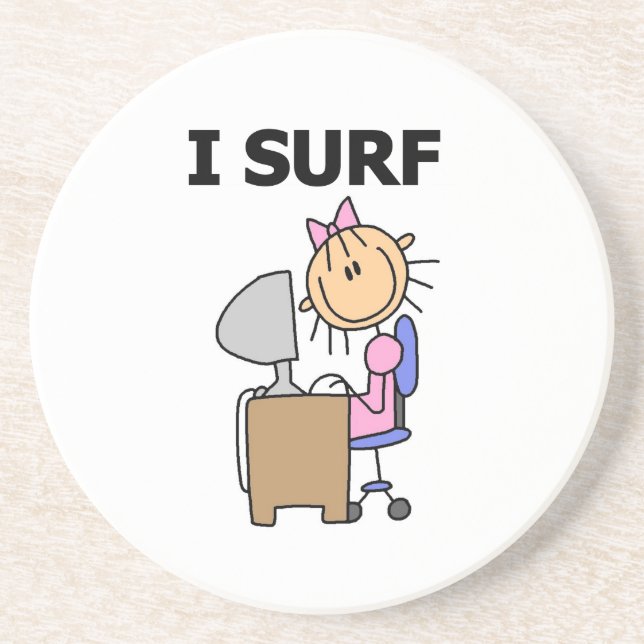 I Surf the Web Drink Coaster (Front)
