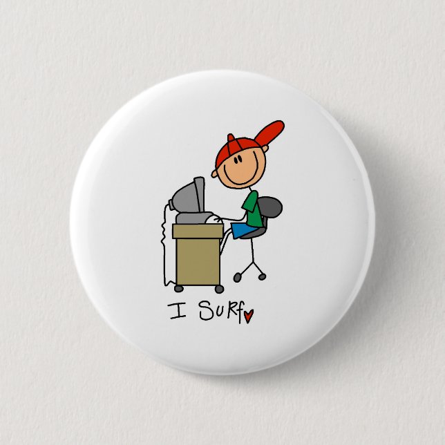 I Surf the Web Pinback Button (Front)