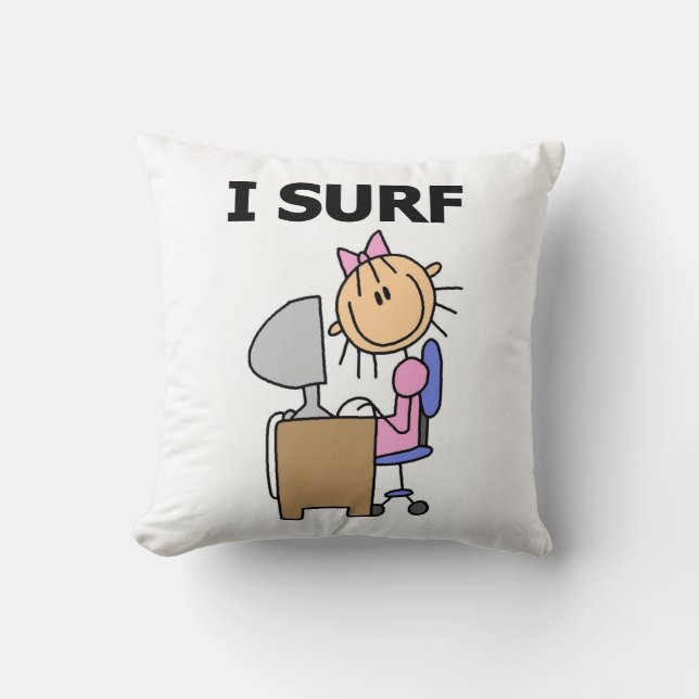 I Surf the Web Throw Pillow (Front)