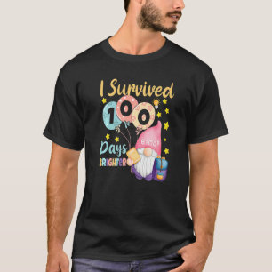I Survived 100 Days Brighter  Gnomes Teacher Kids T-Shirt