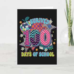 I Survived 100 Days of back to School Colorful Card