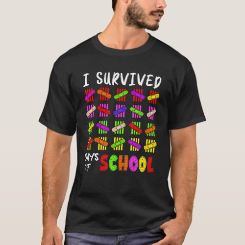 I Survived 100 Days Of School Band Aid Funny Teach T_Shirt