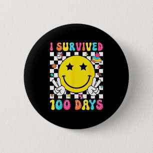 I Survived 100 Days Of School Boys Kids 100th Day Button