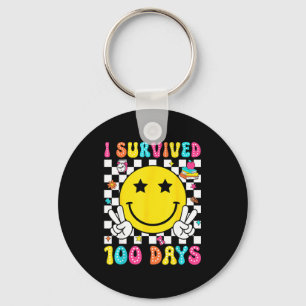 I Survived 100 Days Of School Boys Kids 100th Day Keychain