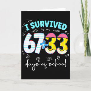 I Survived 100 Days Of School Funny Teacher Kids  Card