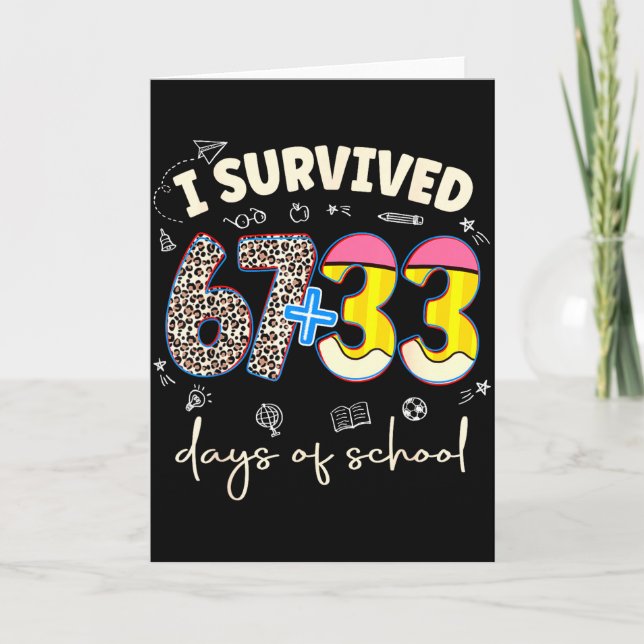 I Survived 100 Days Of School Leopard Funny Teache Card (Front)