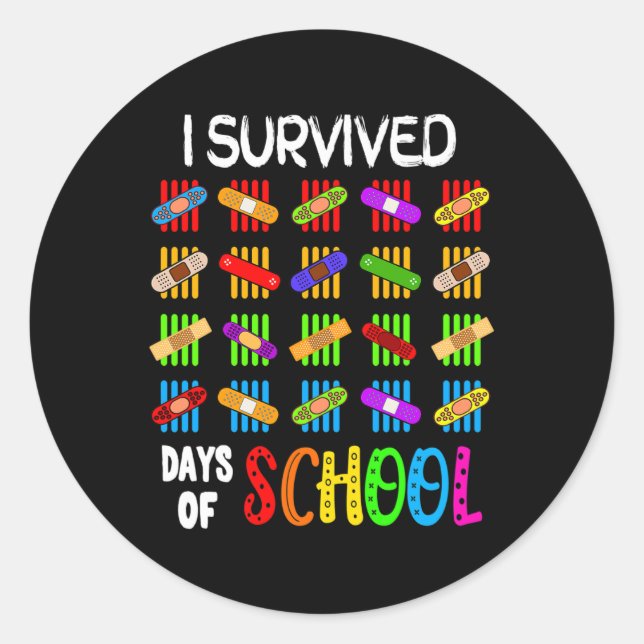 I Survived 100 Days Of School Teacher and Kids Gif Classic Round Sticker (Front)