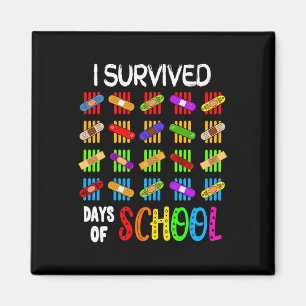 I Survived 100 Days Of School Teacher and Kids Gif Magnet