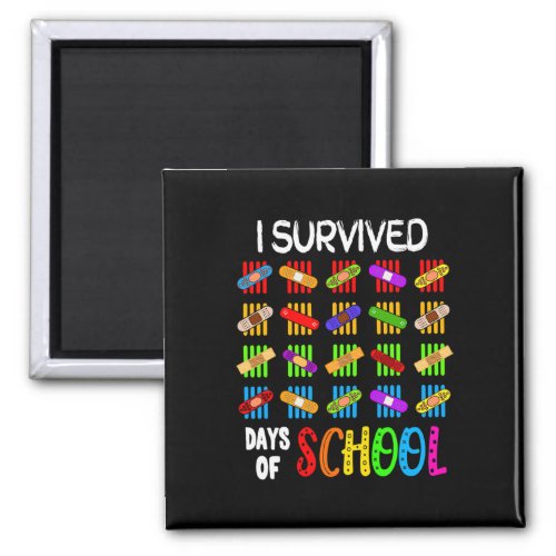 I Survived 100 Days Of School Teacher and Kids Gif Magnet