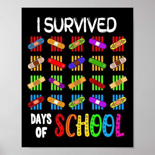 I Survived 100 Days Of School Teacher and Kids Gif Poster (Front)