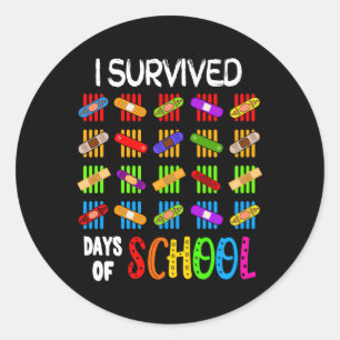 I Survived 100 Days Of School Teacher Band Aid Classic Round Sticker