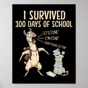 I Survived 100 Days Of School Teacher Funny 100th Poster