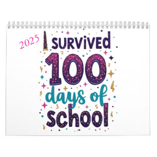 I Survived 100 Days of School Unicorn Design Calendar