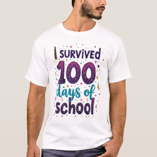 I Survived 100 Days of School Unicorn Design T-Shirt