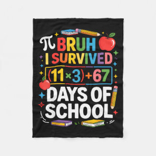 I Survived 100 Days School Bruh Math Equation 100 Fleece Blanket