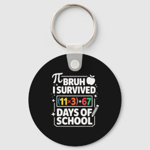 I Survived 100 Days School Bruh Math Equation 100 Keychain