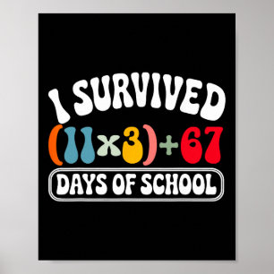 I Survived 100 Days School Groovy Math Equation 10 Poster