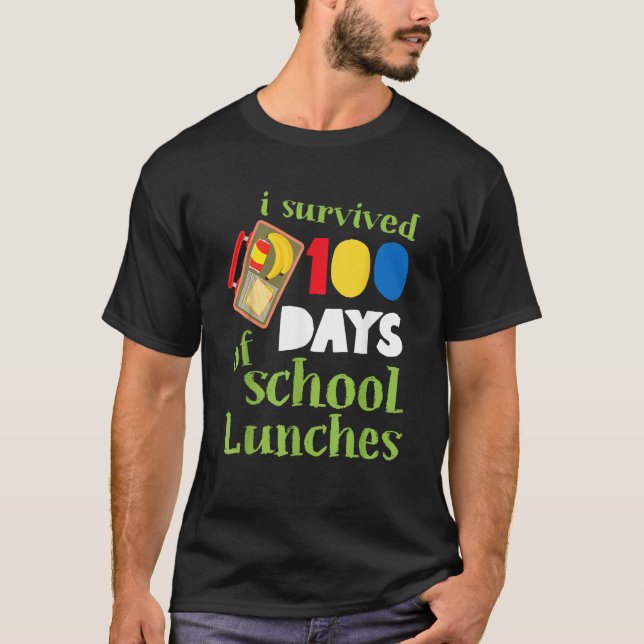 I Survived 100 Days School Lunches Kids T-Shirt (Front)