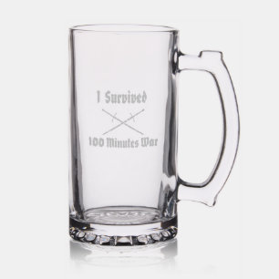 I Survived 100 Minutes War Mug Etched Stein