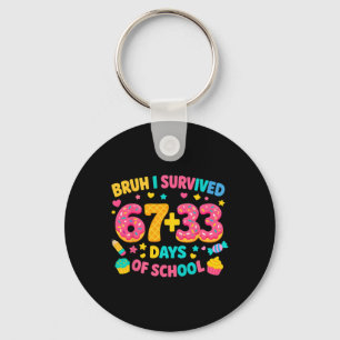 I Survived 100th Days Of School Math Teacher Kids Keychain