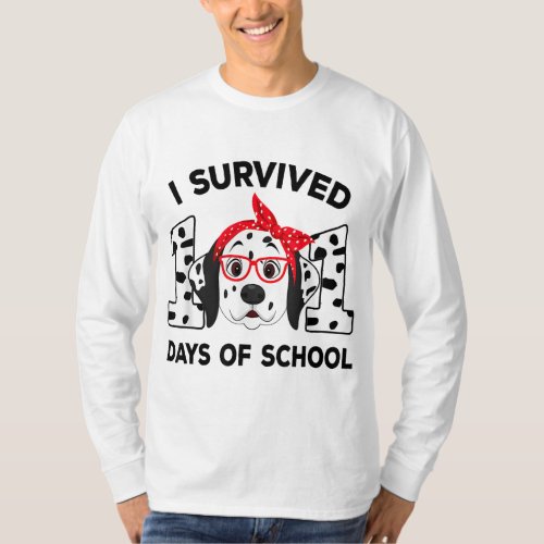 I Survived 101 Days Of School Dalmatian Dog Teache T_Shirt