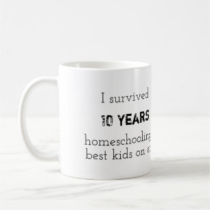 "I Survived 10 Years" homeschooling mug
