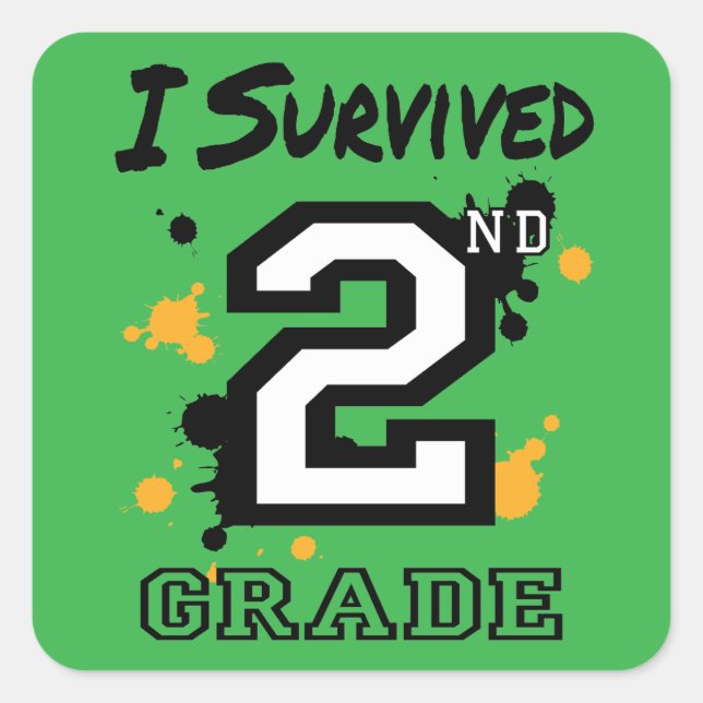 I Survived 2nd Grade Square Sticker (Front)