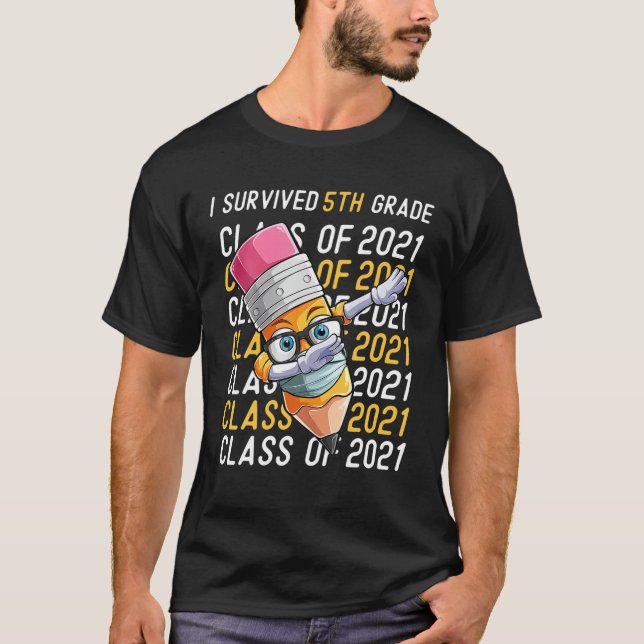 I Survived 5Th Grade Dabbing Graduation Boys Class T-Shirt (Front)
