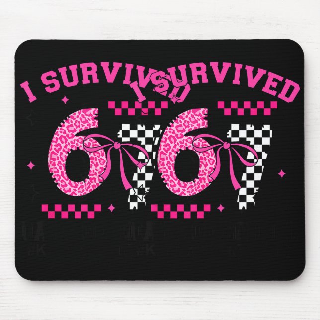 I Survived 67 Days Leopard Checkered 67 Kindergart Mouse Pad (Front)