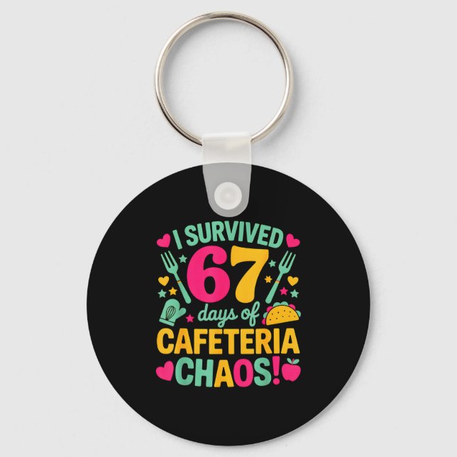 I Survived 67 Days Of Cafeteria Chaos Cute Food Lu Keychain (Front)