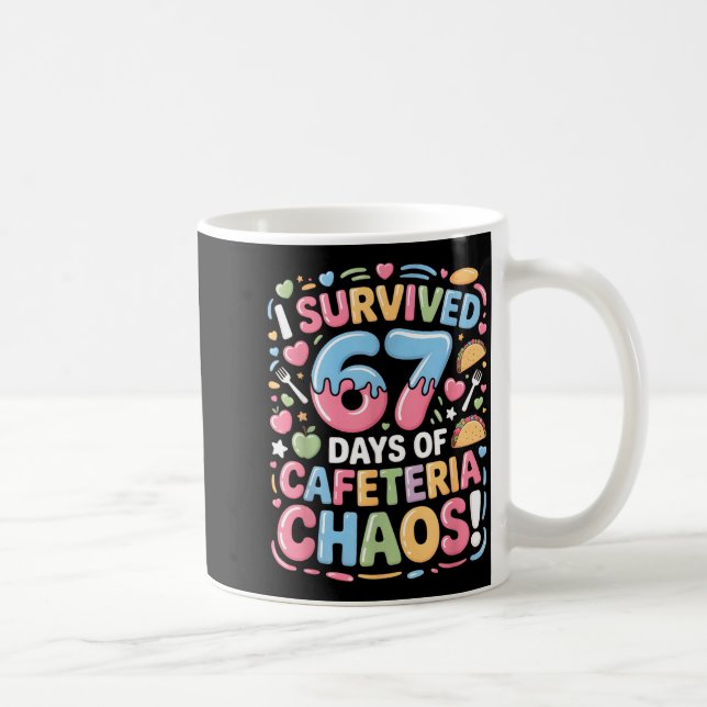 I Survived 67 Days Of Cafeteria Chaos Meme Lunch M Coffee Mug (Right)