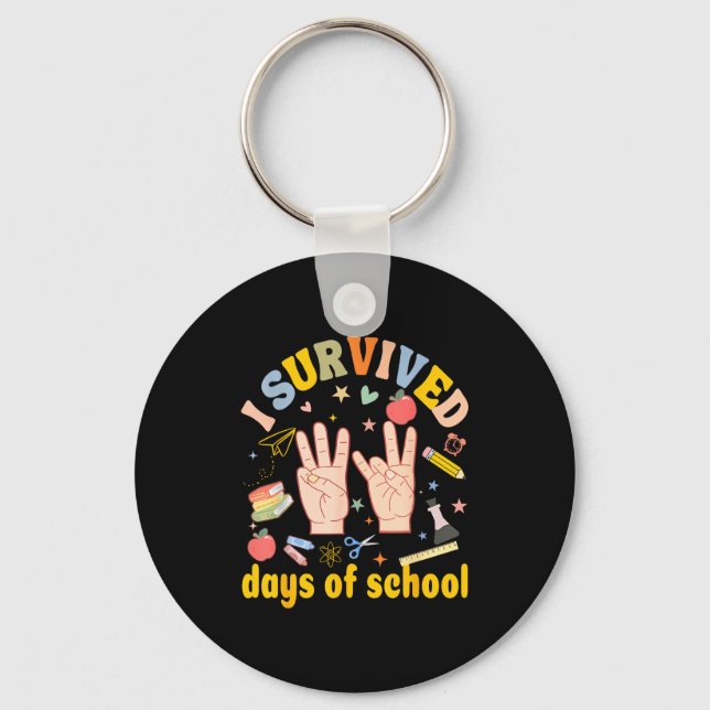I Survived 67 Days Of School American Sign Languag Keychain (Front)