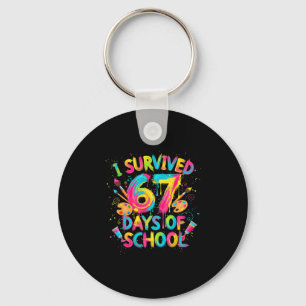 I Survived 67 Days Of School Art School Teachers G Keychain