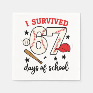I Survived 67 Days of School Baseball Sport 100   Napkins