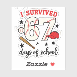 I Survived 67 Days of School Baseball Sport 100 Sticker