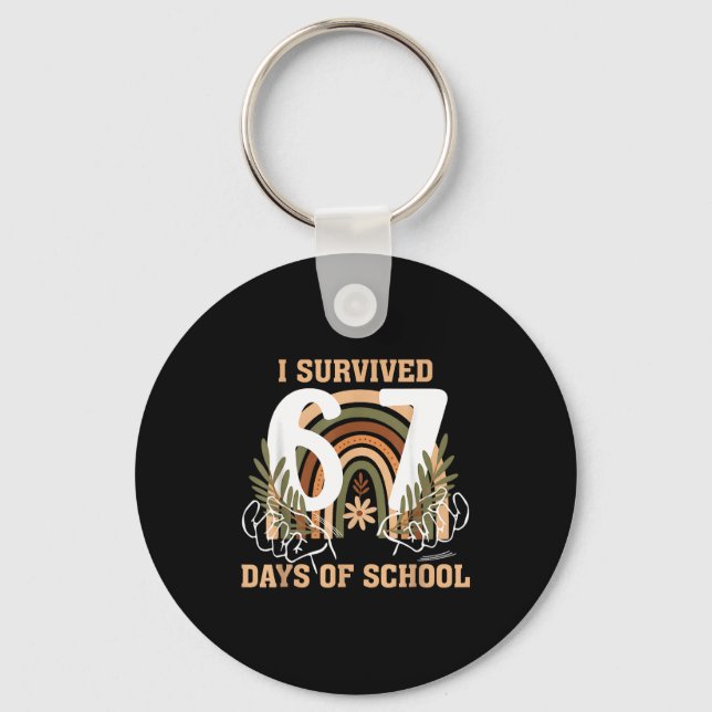 I Survived 67 Days Of School Boho Floral Gen Alpha Keychain (Front)