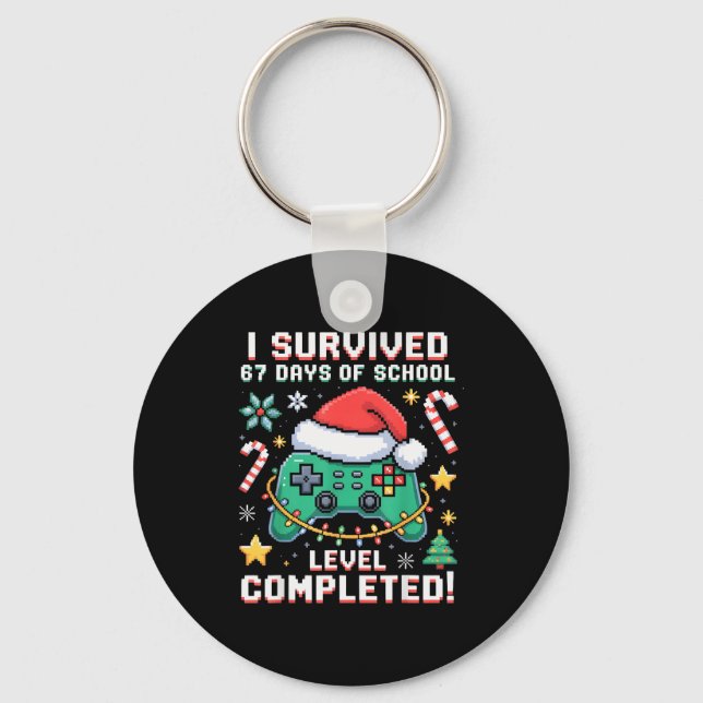 I Survived 67 Days Of School Boys Gamer Controller Keychain (Front)