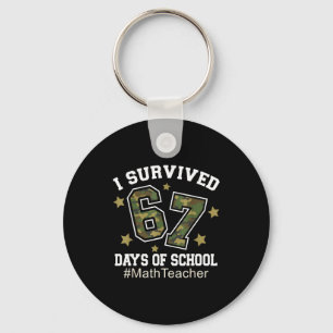 I Survived 67 Days Of School Camo 6 7 Meme Math Te Keychain