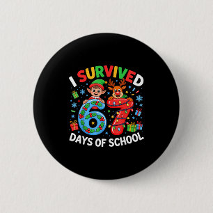 I Survived 67 Days Of School Christmas Candy Cane  Button